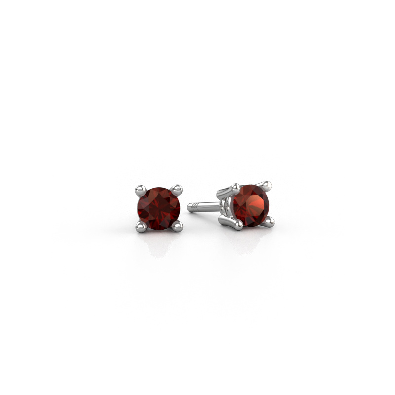 Image of Stud earrings Jannette 585 white gold Garnet 4 mm