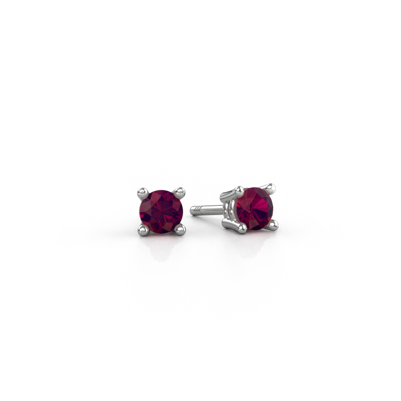 Image of Stud earrings Jannette 950 platinum Rhodolite 4 mm