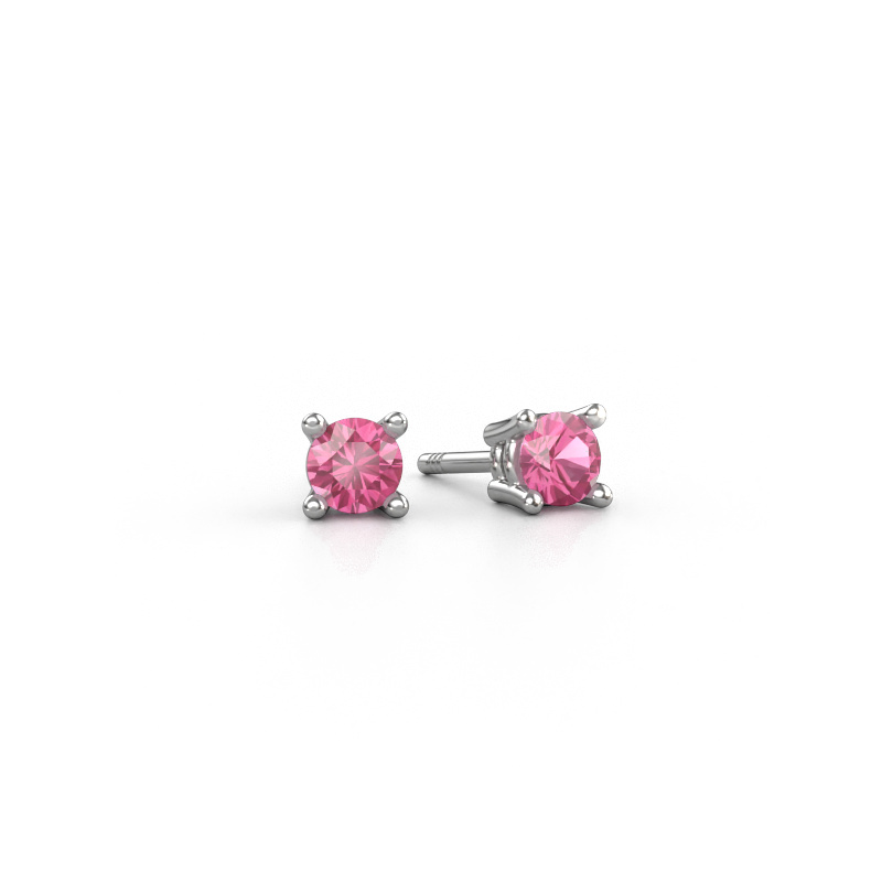 Image of Stud earrings Jannette 585 white gold Pink sapphire 4 mm