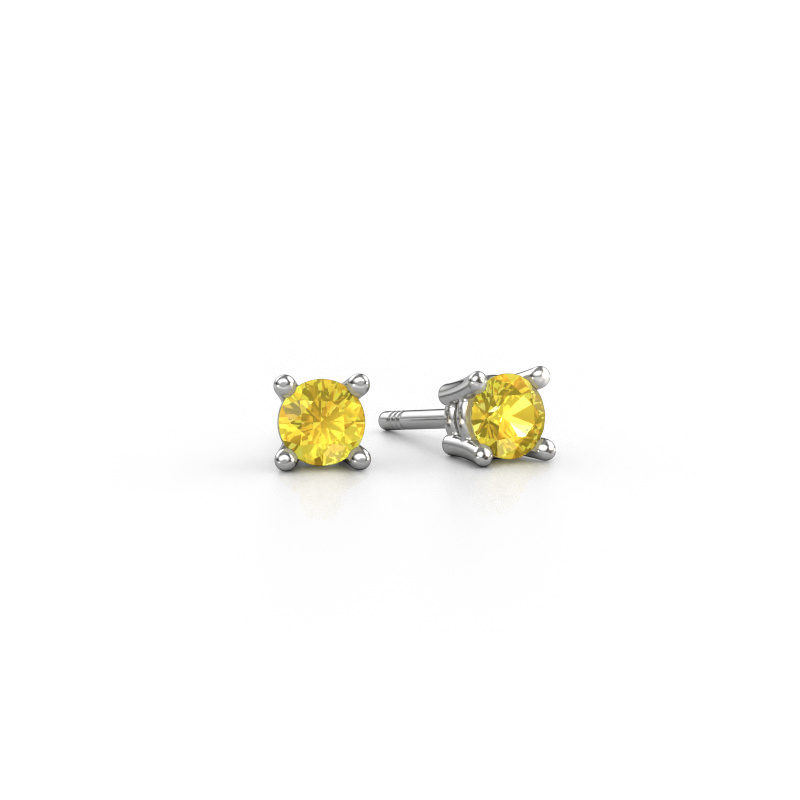 Image of Stud earrings Jannette 950 platinum Yellow sapphire 4 mm