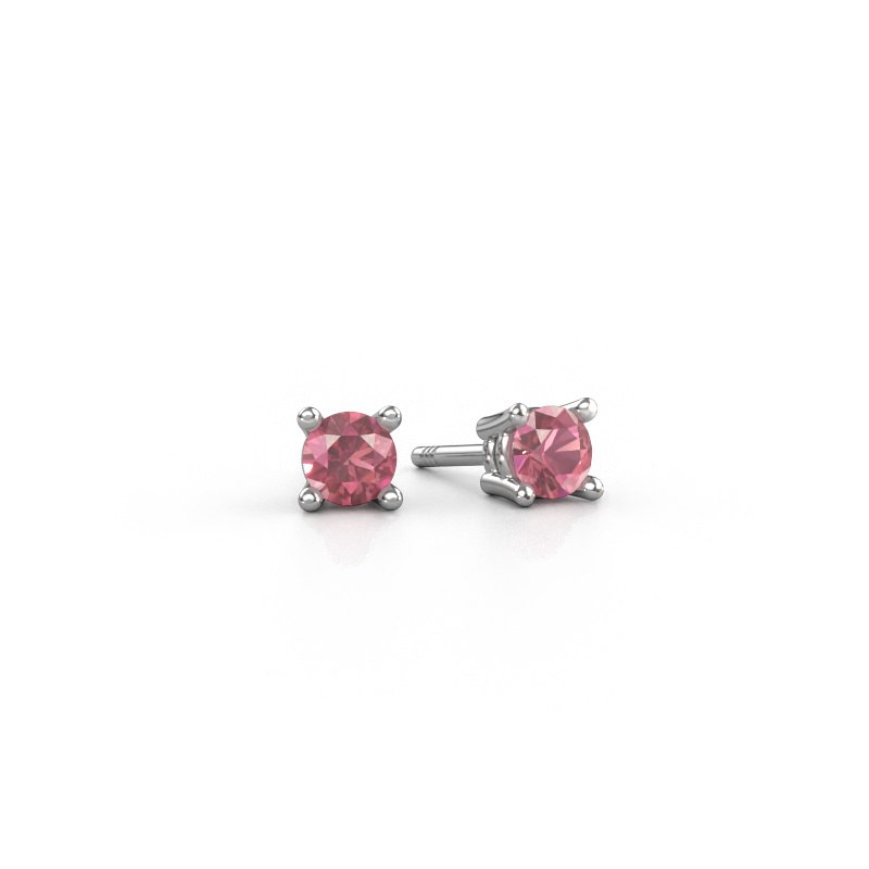Image of Stud earrings Jannette 585 white gold Tourmaline pink 4 mm