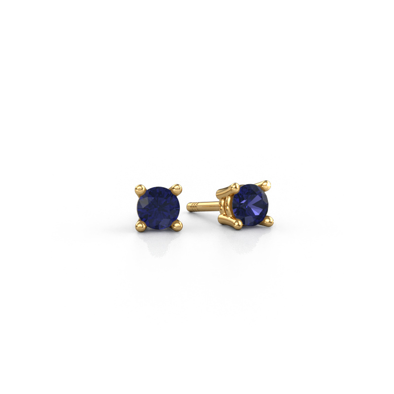 Image of Stud earrings Jannette 585 gold Sapphire 4 mm