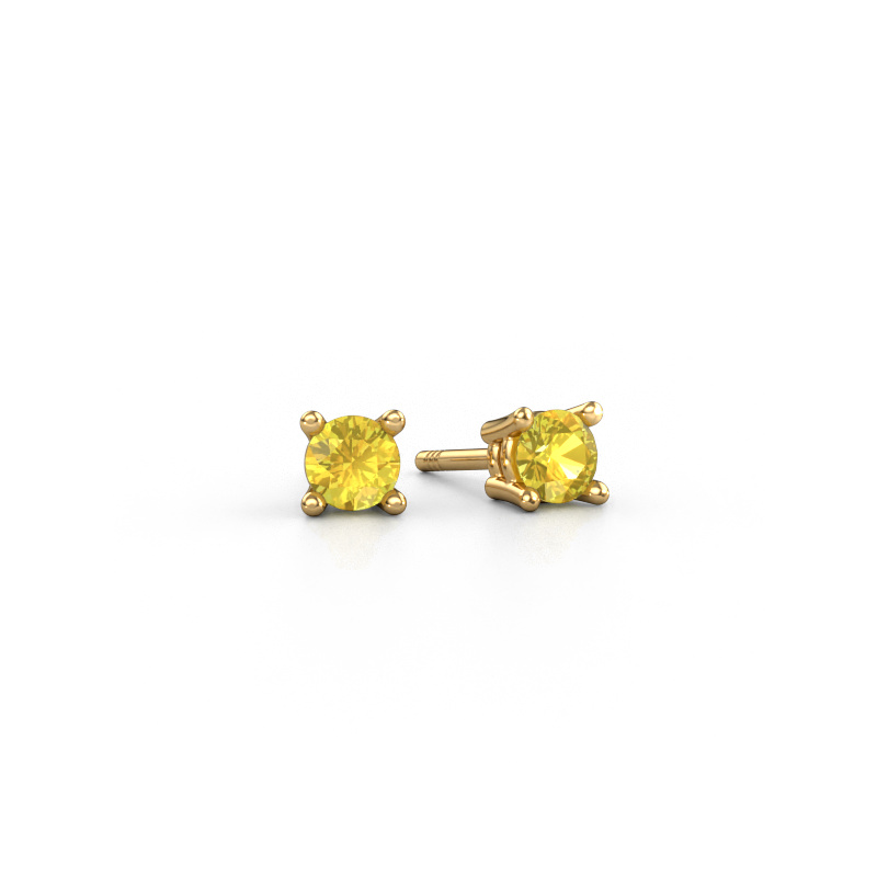 Image of Stud earrings Jannette 585 gold Yellow sapphire 4 mm