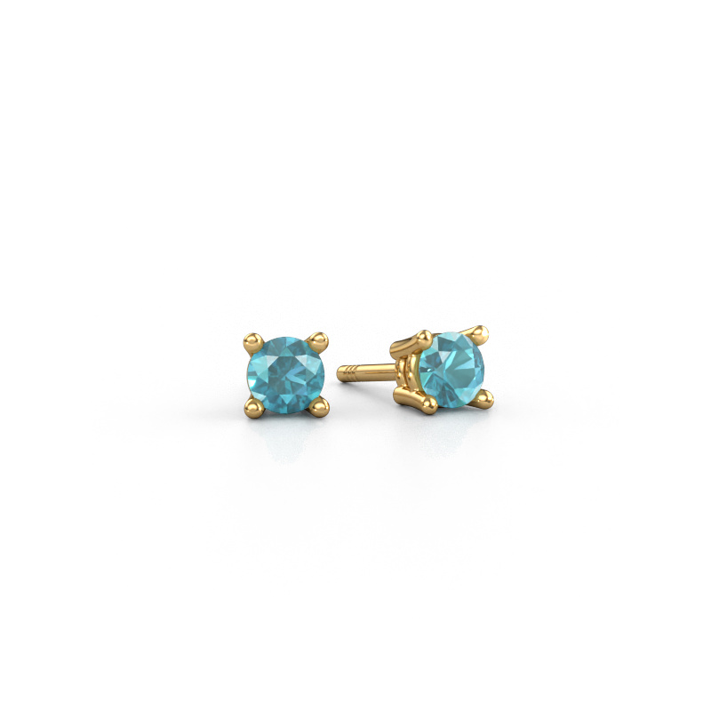 Image de Clous d'oreilles Jannette 585 or jaune Topaze bleue 4 mm