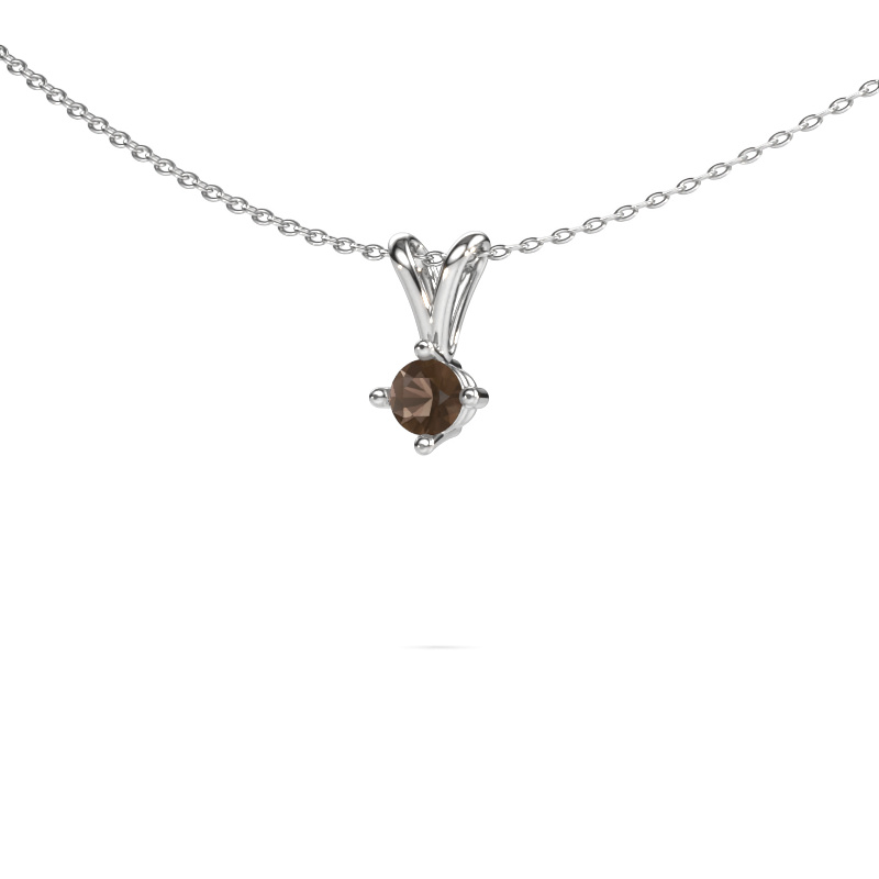 Image of Pendant Jannette 585 white gold Smokey quartz 4 mm