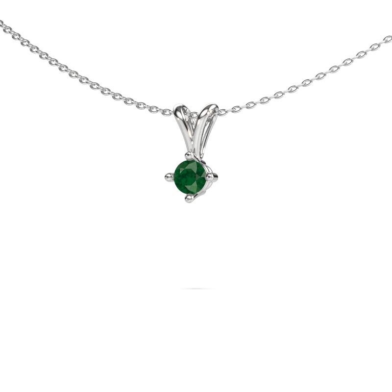 Image of Pendant Jannette 585 white gold Emerald 4 mm