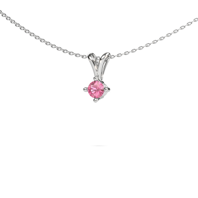 Image of Pendant Jannette 585 white gold Pink sapphire 4 mm