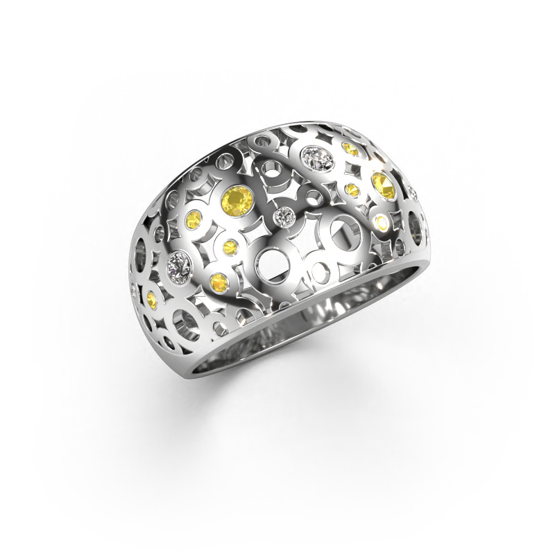 Image de Bague Jaylinn 585 or blanc Saphir jaune 2.2 mm