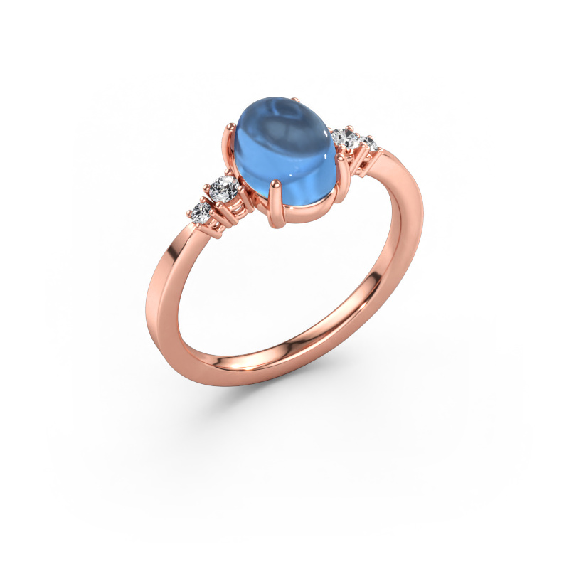 Immagine di Anello Jelke 585 oro rosa Topazio blu 8x6 mm