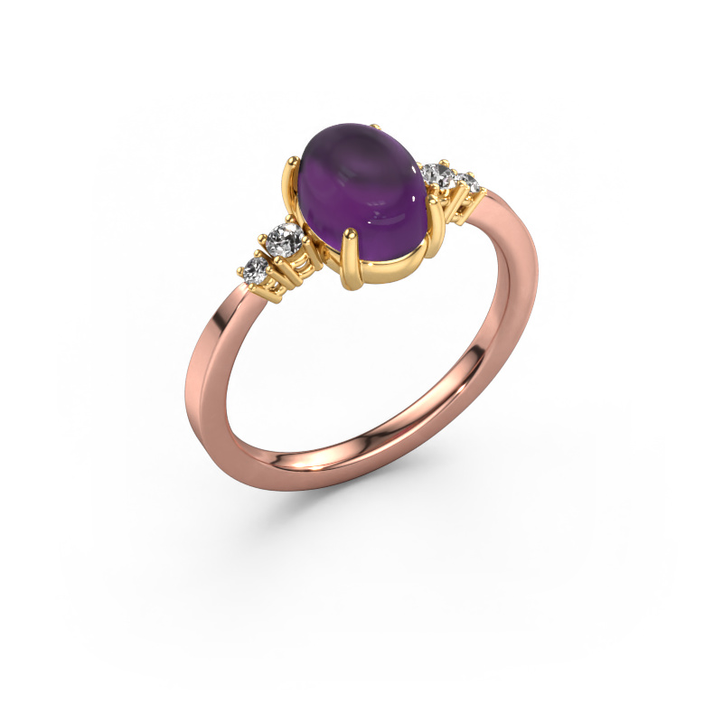 Image of Ring Jelke 585 rose gold Amethyst 8x6 mm
