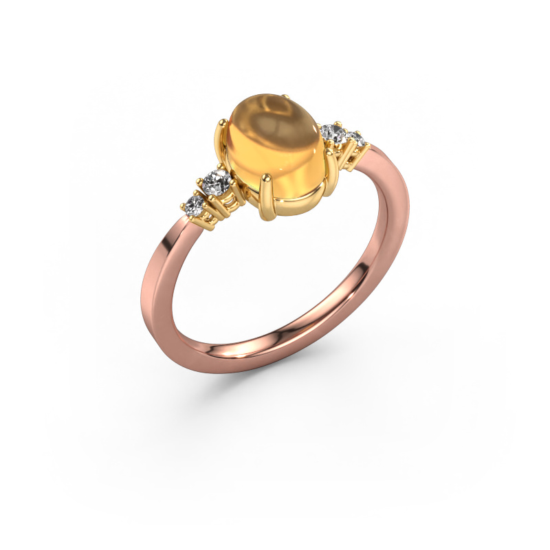 Image de Bague Jelke 585 or rose Citrine 8x6 mm