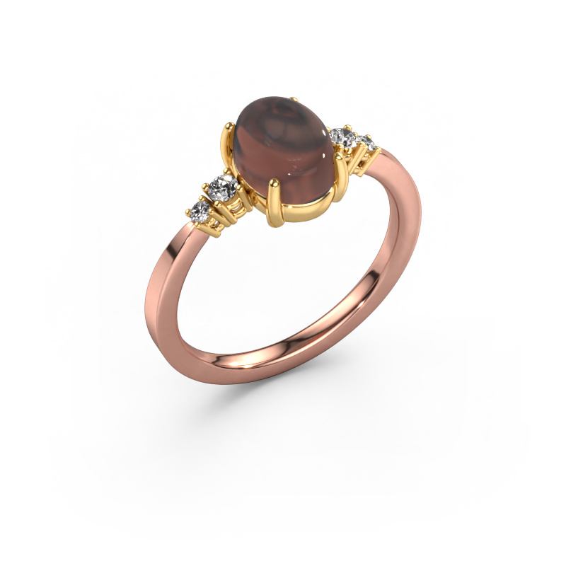 Image of Ring Jelke 585 rose gold Smokey quartz 8x6 mm