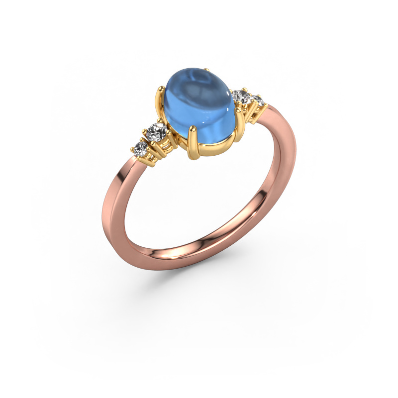 Image of Ring Jelke 585 rose gold Blue topaz 8x6 mm