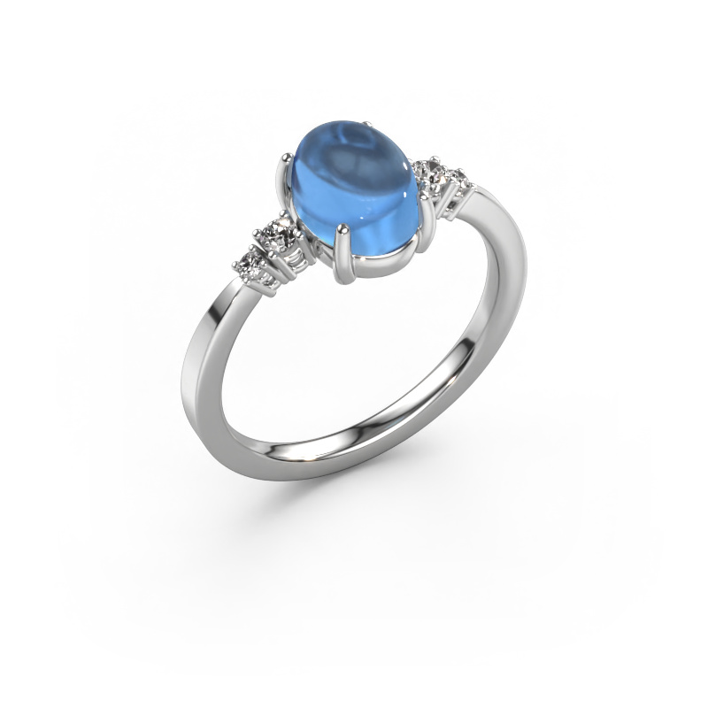 Bild von Ring Jelke 950 Platin Blau Topas 8x6 mm