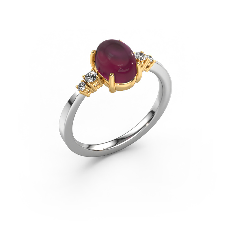 Image of Ring Jelke 585 white gold Rhodolite 8x6 mm