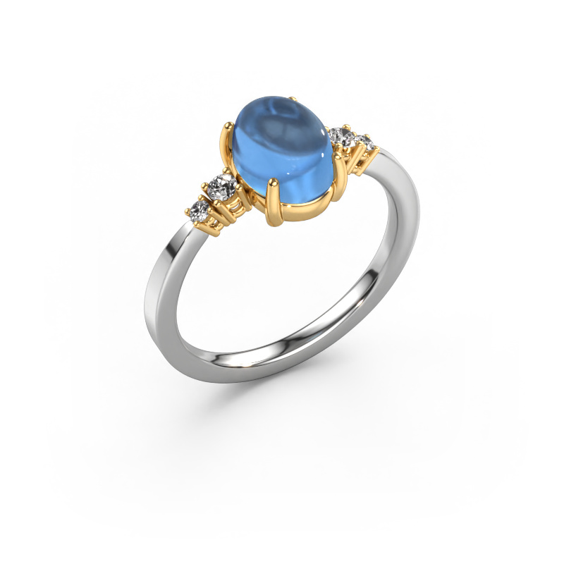 Image of Ring Jelke 585 white gold Blue topaz 8x6 mm