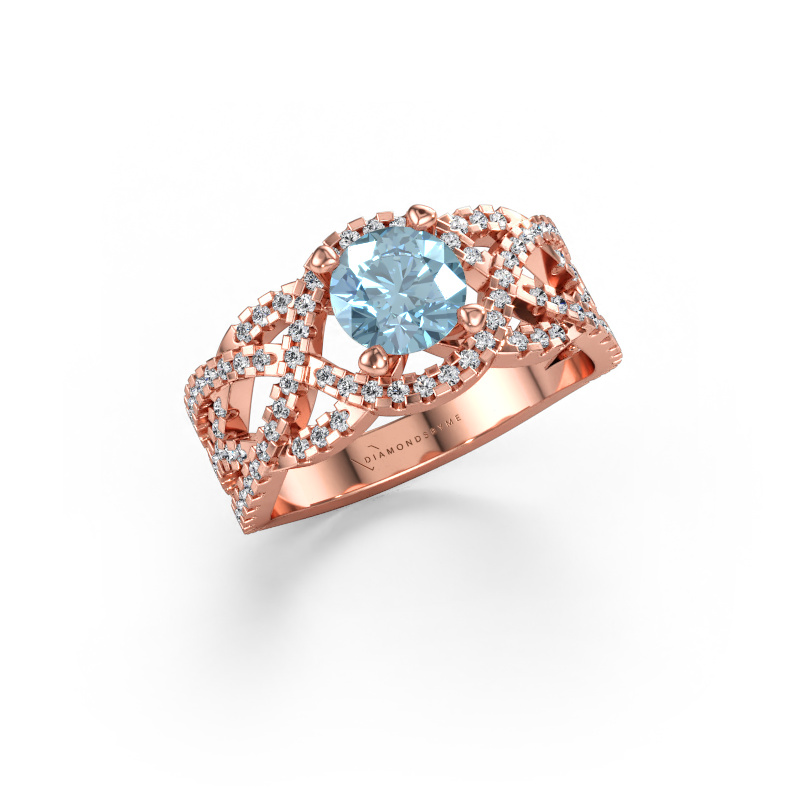 Bild av Ring Jeni 585 roséguld Blå labbodlad diamant 6.5 mm