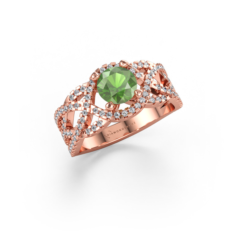 Immagine di Anello Jeni 585 oro rosa Tormalina verde 6.5 mm