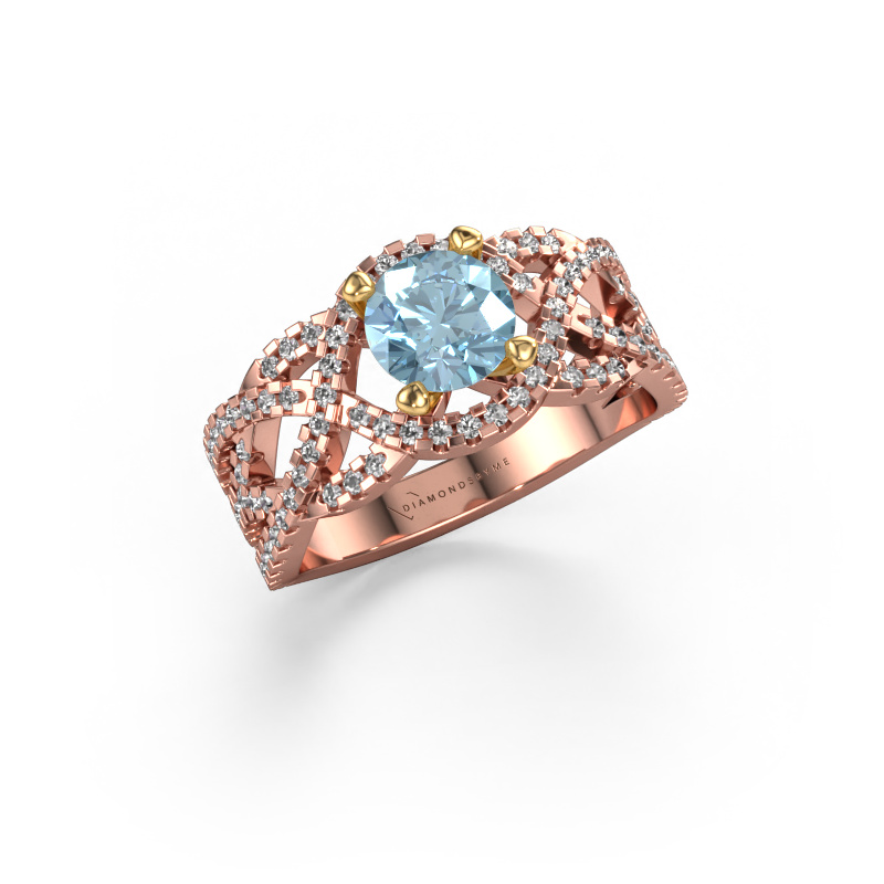 Image of Ring Jeni 585 rose gold Blue lab grown diamond 6.5 mm