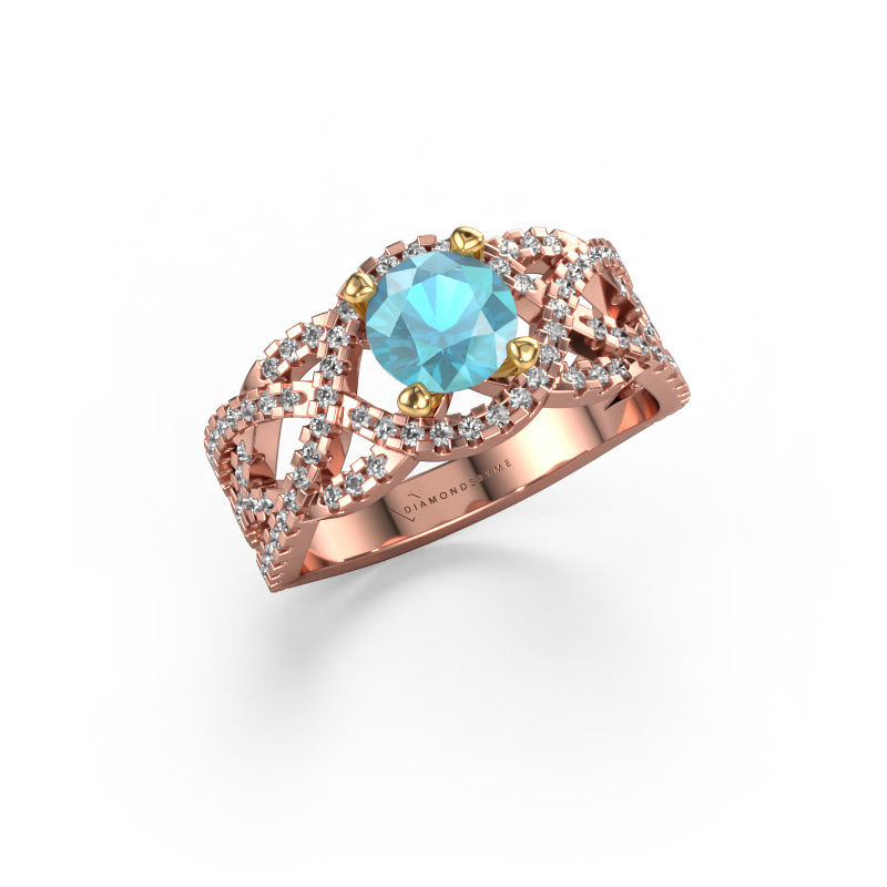 Bild von Ring Jeni 585 Roségold Blau Topas 6.5 mm