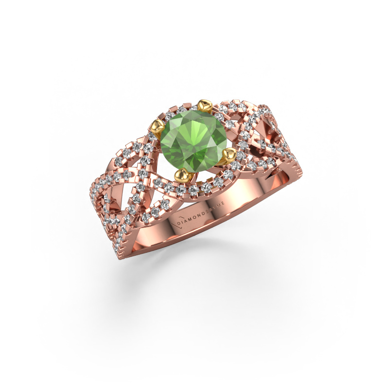 Image of Ring Jeni 585 rose gold Tourmaline green 6.5 mm