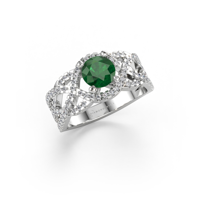 Bild av Ring Jeni 585 vitt guld Smaragd 6.5 mm