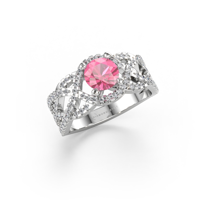 Immagine di Anello Jeni 585 oro bianco Zaffiro rosa 6.5 mm