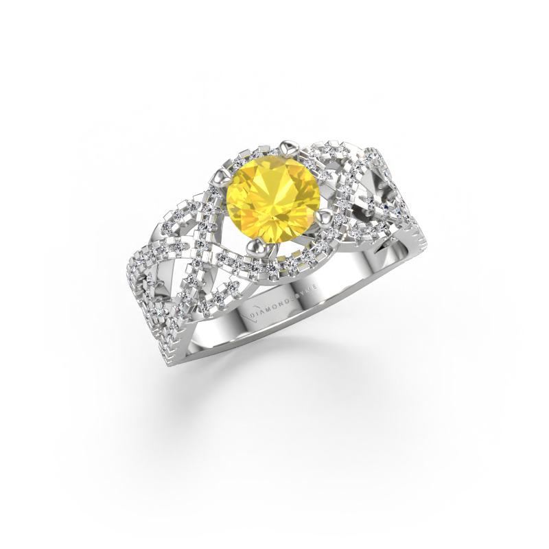 Bild av Ring Jeni 585 vitt guld Gul safir 6.5 mm