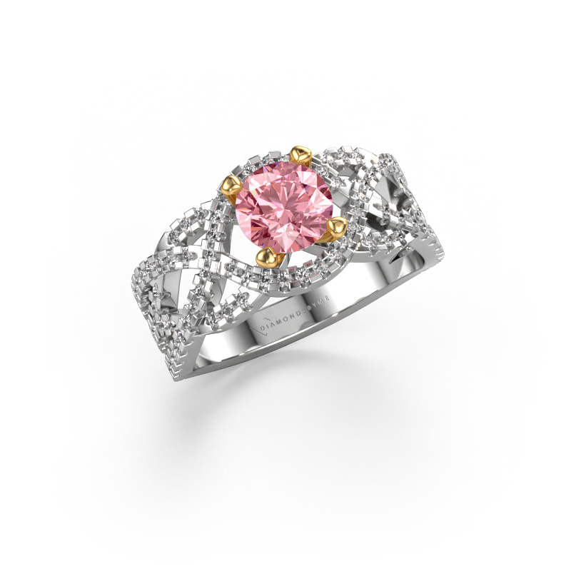 Image of Ring Jeni 585 white gold Pink lab grown diamond 6.5 mm