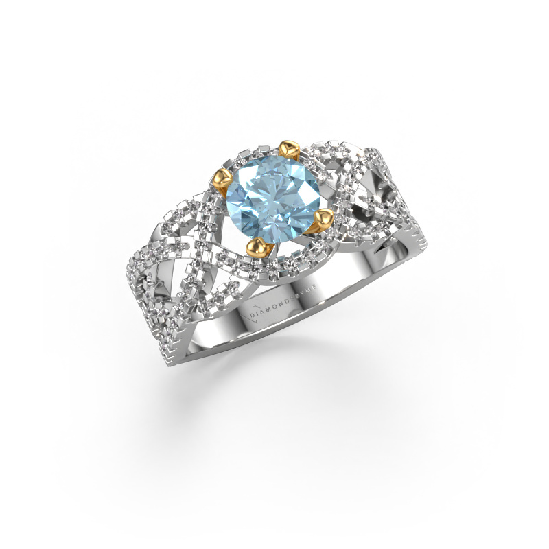 Image of Ring Jeni 585 white gold Blue lab grown diamond 6.5 mm
