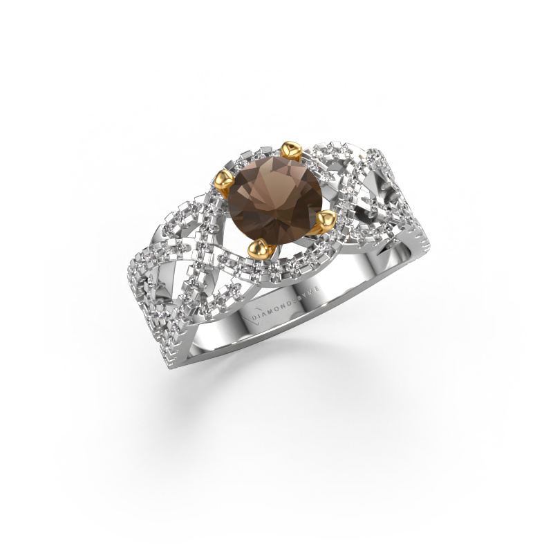 Image of Ring Jeni 585 white gold Smokey quartz 6.5 mm