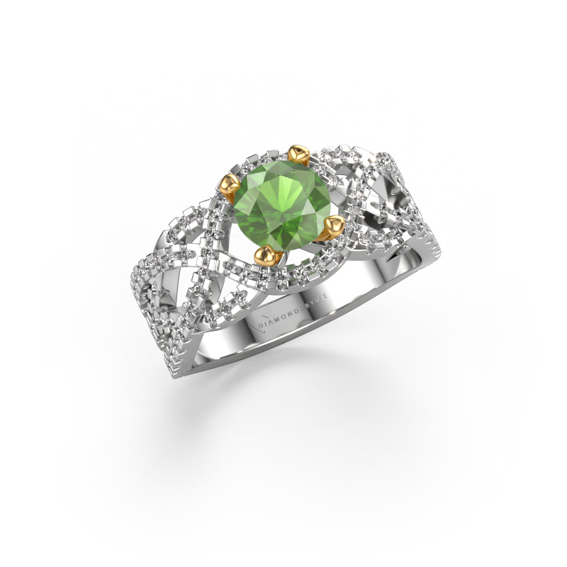 Image of Ring Jeni 585 white gold Tourmaline green 6.5 mm