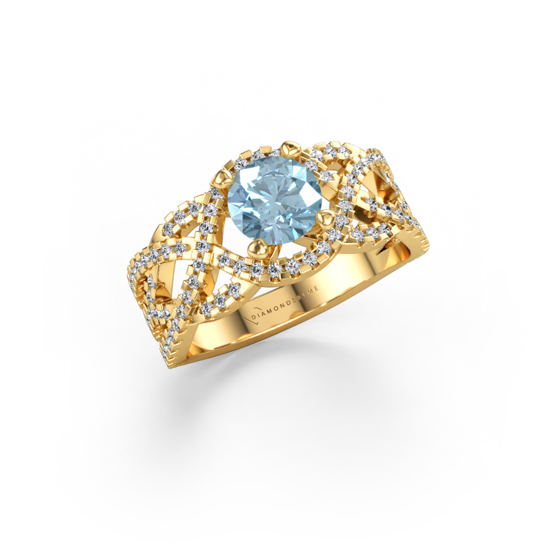 Image de Bague Jeni 585 or jaune Diamant synthétique bleu 6.5 mm