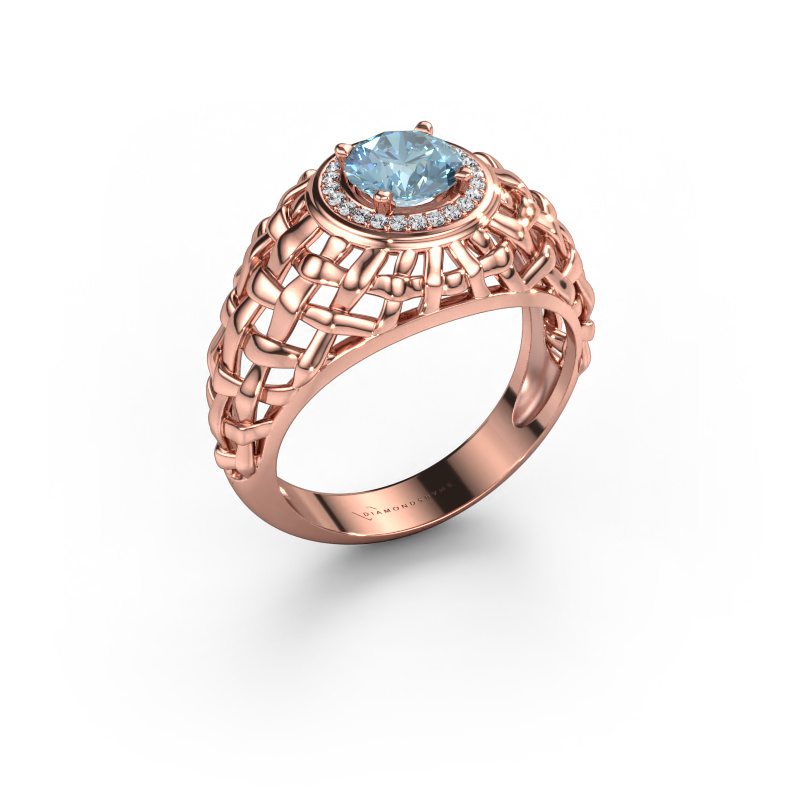 Image de Bague pinky Jens 585 or rose Diamant synthétique bleu 6.5 mm
