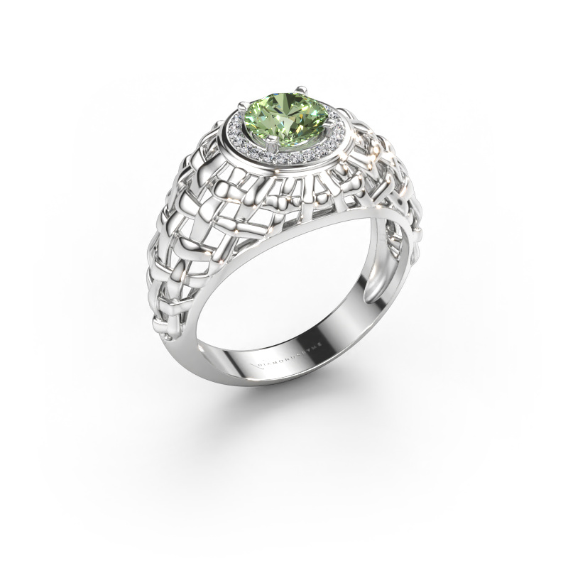 Immagine di Anello da mignolo Jens 585 oro bianco Diamante lab grown verde 6.5 mm