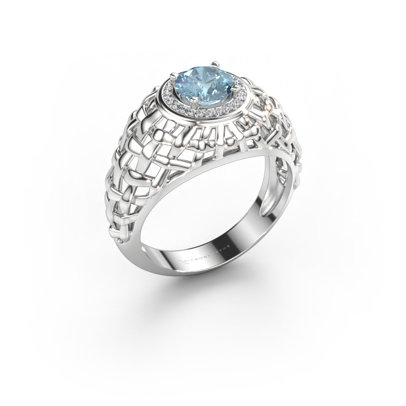 Bild av Lillfingerring Jens 585 vitt guld Blå labbodlad diamant 6.5 mm