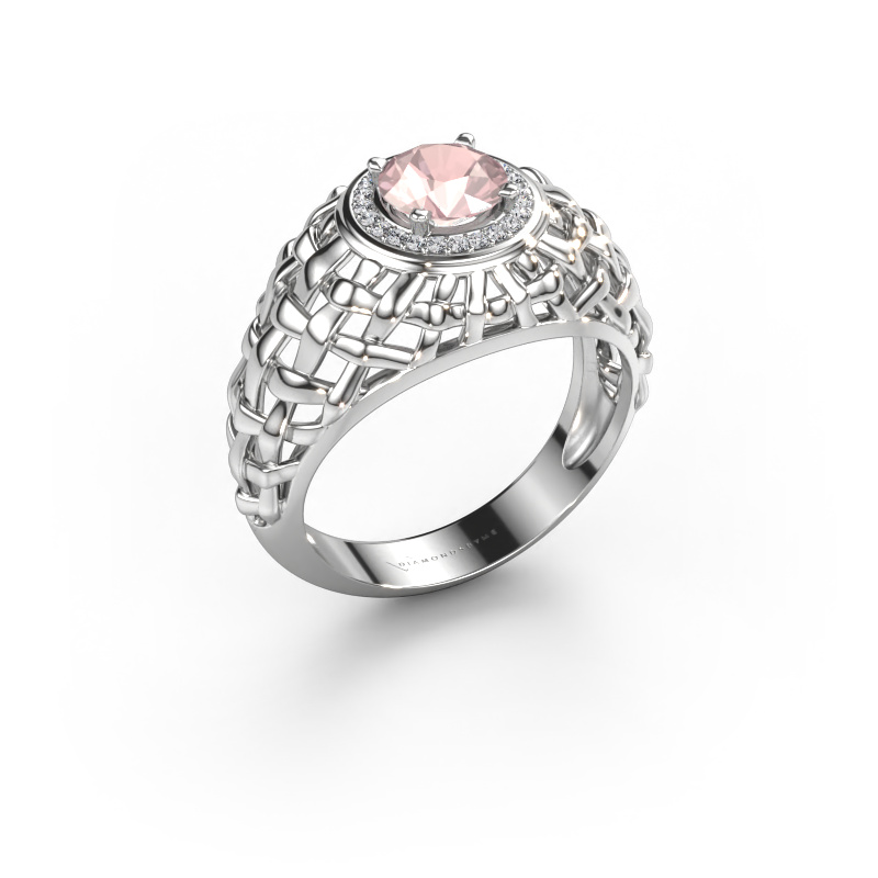 Afbeelding van Pinkring Jens 585 Witgoud Morganiet champagne 6.5 mm