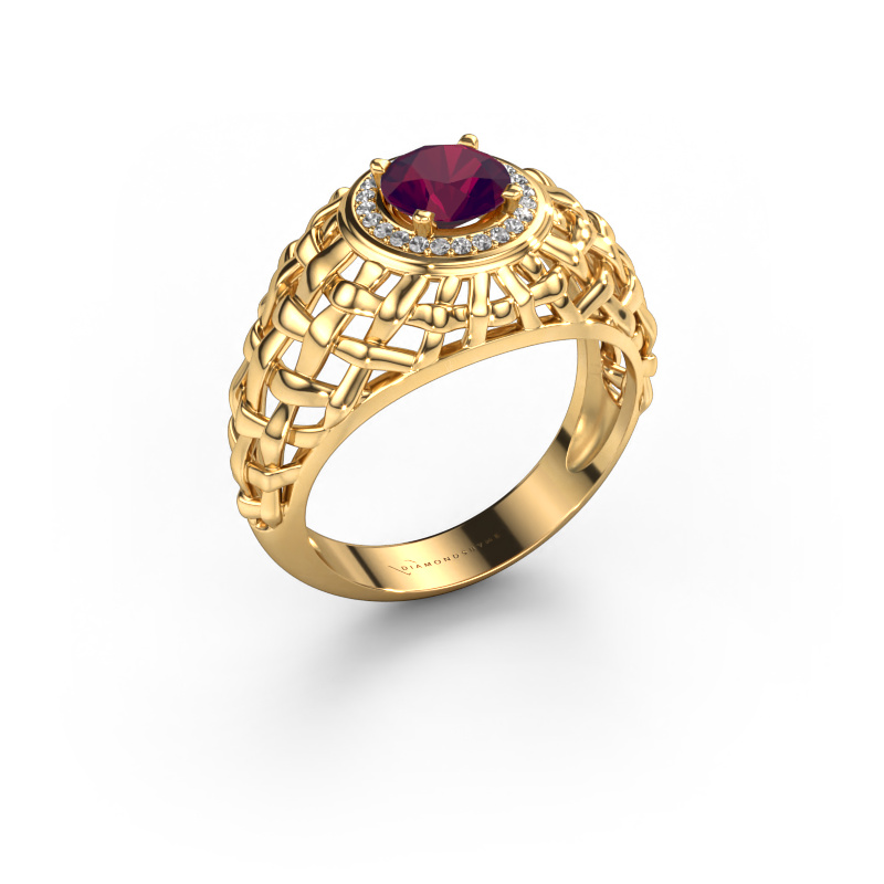 Image de Bague pinky Jens 585 or jaune Rhodolite 6.5 mm