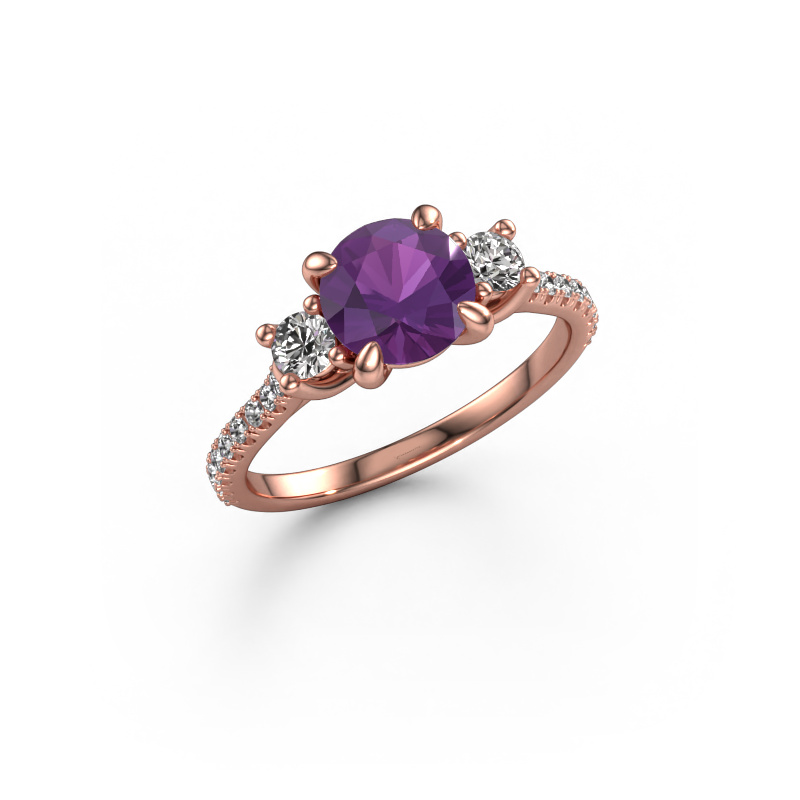 Image of Engagement ring Jesica 585 rose gold Amethyst 6.8 mm