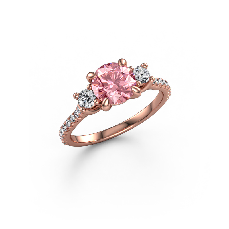 Image of Engagement ring Jesica 585 rose gold Pink lab grown diamond 6.8 mm
