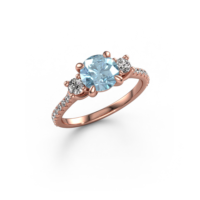 Image of Engagement ring Jesica 585 rose gold Blue lab grown diamond 6.8 mm