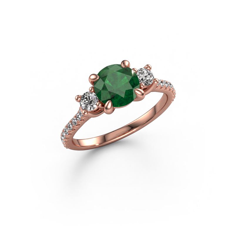 Image of Engagement ring Jesica 585 rose gold Emerald 6.8 mm