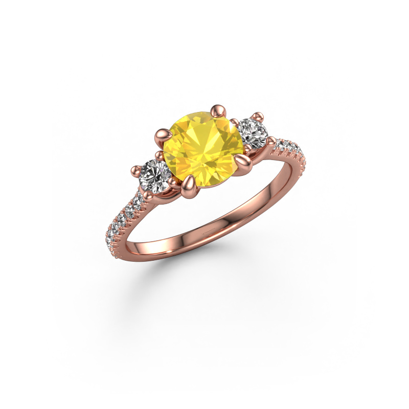 Image de Bague de fiançailles Jesica 585 or rose Saphir jaune 6.8 mm