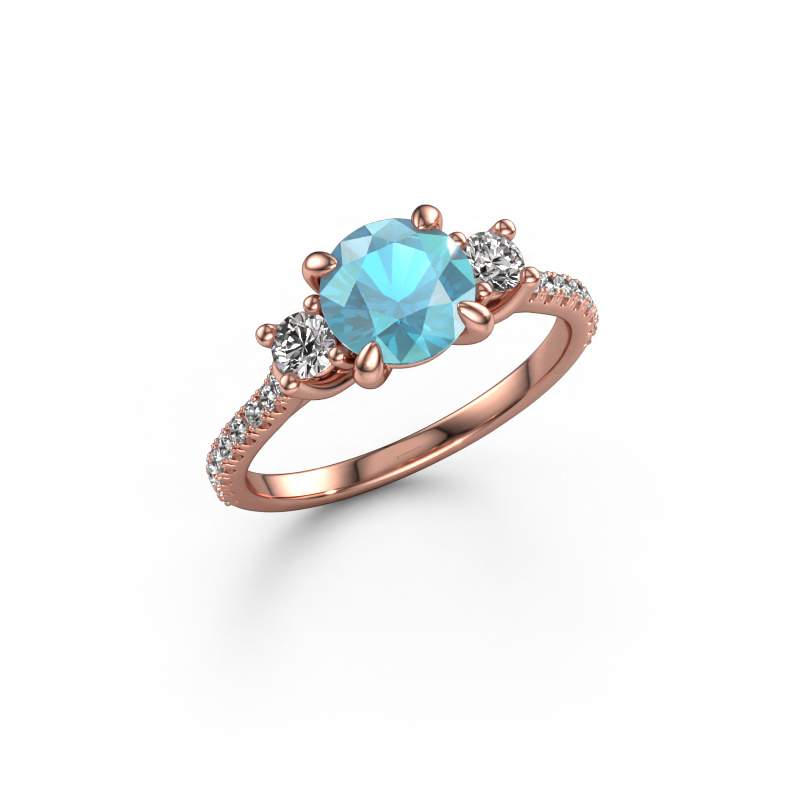 Image of Engagement ring Jesica 585 rose gold Blue topaz 6.8 mm