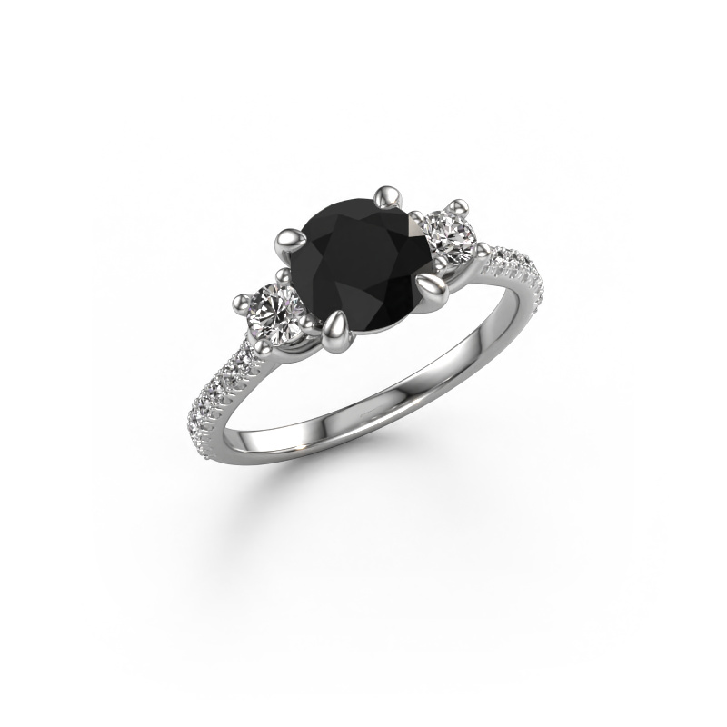 Image of Engagement ring Jesica 585 white gold Black diamond 2.08 crt