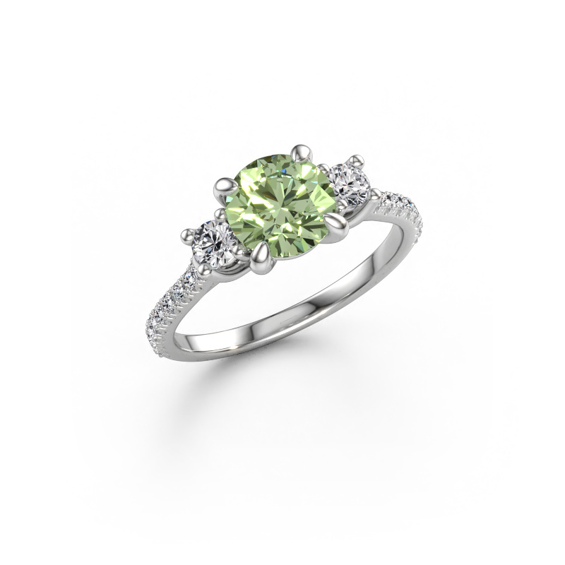 Bild av Förlovningsring Jesica 585 vitt guld Grön labbodlad diamant 6.8 mm