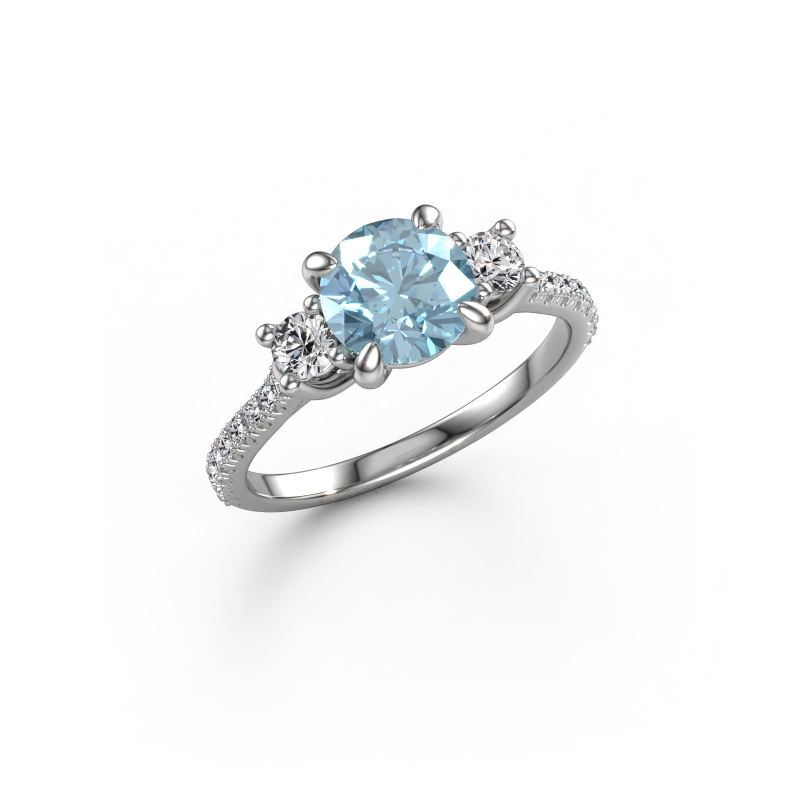 Image of Engagement ring Jesica 585 white gold Blue lab grown diamond 6.8 mm