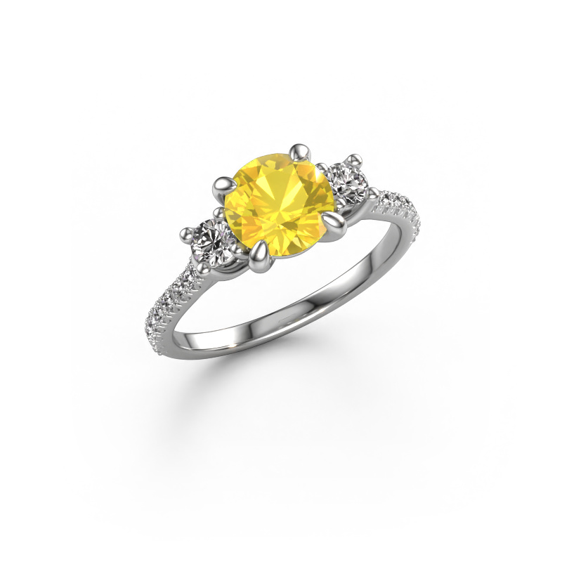 Image of Engagement ring Jesica 950 platinum Yellow sapphire 6.8 mm