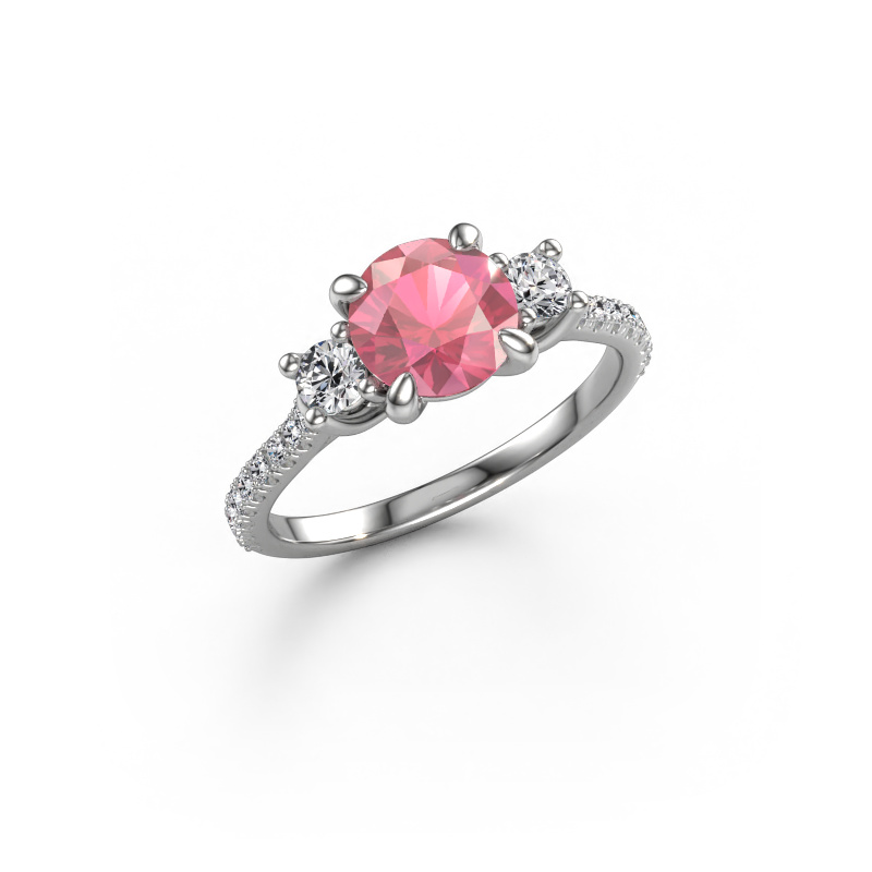 Image of Engagement ring Jesica 585 white gold Tourmaline pink 6.8 mm