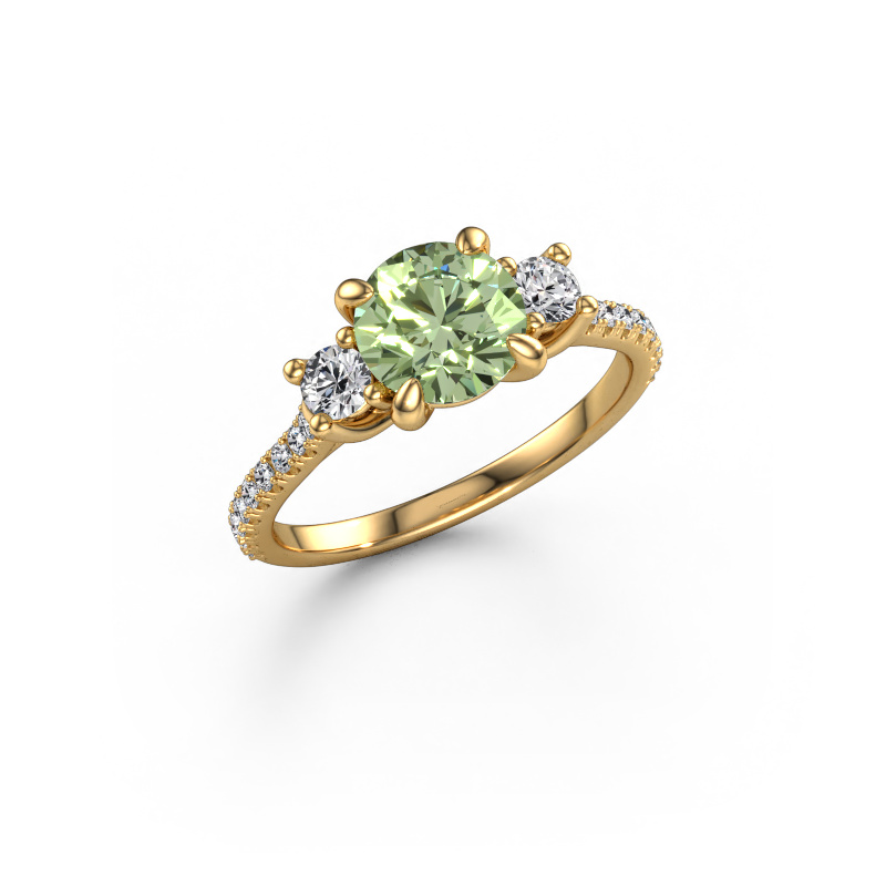 Image of Engagement ring Jesica 585 gold Green lab grown diamond 6.8 mm